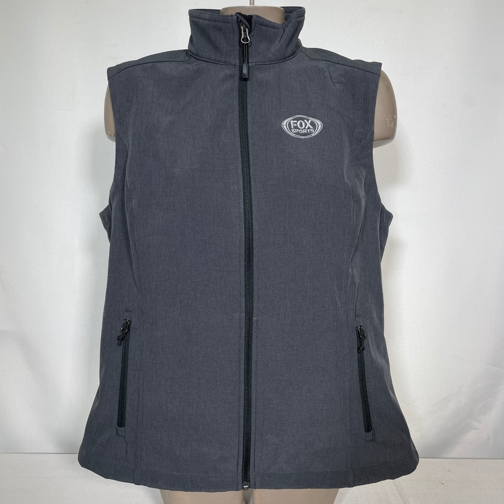 Fox Sports TV Broadcast Crew Gray Zip Up Fleece Lined Softshell Vest Women's XL